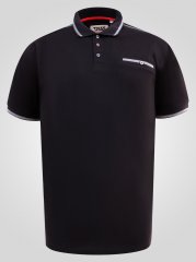 D555 Potts Jersey Polo With Jacquard Collar & Cuffs Crna