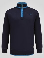 D555 Conway 2 1/4 Zip Neck Fleece Sweatshirt With Bear Logo Tamnoplava
