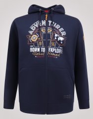 D555 Hector Adventurer Printed Zip Through Hoody Tamnoplava