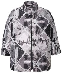 Ulla Popken 816673 Oversize žakarski sako s 3/4 rukavima Crna
