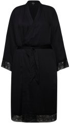 Ulla Popken 834837 Kimono ogrtač s čipkom Crna