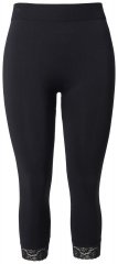 Ulla Popken 846491 3/4 hulahop tajice s čipkom Crna