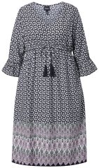 Ulla Popken 847798 Midi haljina A-kroja s V-izrezom Crna