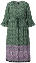Ulla Popken 847798 Midi haljina A-kroja s V-izrezom Tamnozelena