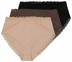 Ulla Popken 848803 Gaćice s čipkom 3 kom Crna