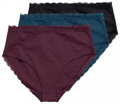 Ulla Popken 848803 Gaćice s čipkom 3 kom Vinsko crvena