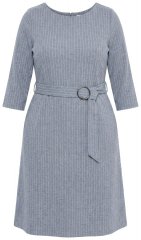 Ulla Popken 851666 Prugasta midi haljina s 3/4 rukavima Siva melange