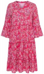 Ulla Popken 852841 Cvjetna haljina s volanima Magenta