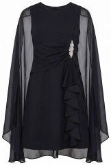 Ulla Popken 853774 Haljina s volanima Crna