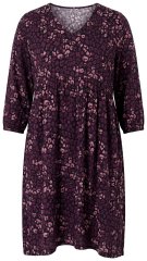 Ulla Popken 855270 Uzorkovana haljina od jerseya s V-izrezom Crna