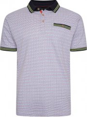 Kam Jeans 5488 Dobby Print Pique Polo Navy