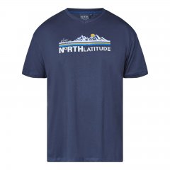 North Latitude Mountain T-Shirt V-Neck Tamnoplava