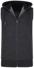Kam Jeans Sleeveless Zip Thru Hoody Charcoal