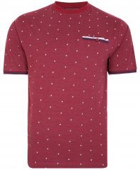 Kam Jeans 5396 Drop Needle Jersey Tee With Dobby Print Burgundy