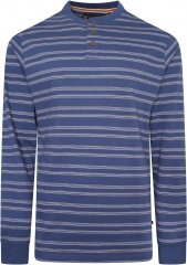 Kam jeans 5761 Embossed Waffle Stripe Long Sleeve Henley Shirt Indigo