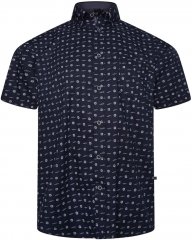 Kam Jeans 6325 Dobby Print Short Sleeve Shirt Black