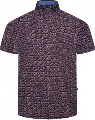Kam Jeans 6326 Mini Floral Print Short Sleeve Shirt Navy