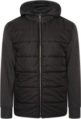Kam Jeans KV135 Quilted Zip Thru Hoody with Padded Body & Jersey Sleeves Black