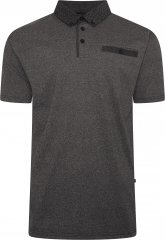 Kam Jeans 5501 Marl Polo with Contrast Dobby Woven Collar Black