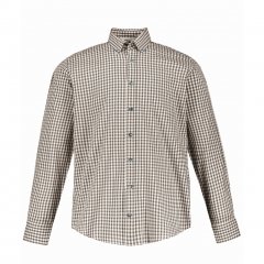 JP1880 Long Sleeve Check Print Traditional Shirt Brown