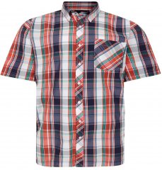 Espionage SH443 Checked Short Sleeve Shirt Navy/Coral/White