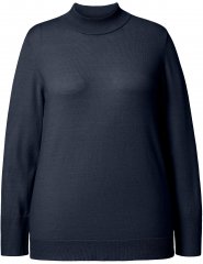 Ulla Popken Long Sleeves Mock Turtleneck Sweater Navy