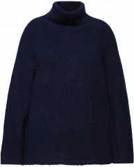 Ulla Popken Ribbed Knit Turtleneck Sweater Navy