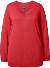 Ulla Popken Casual V-Neck Long Sleeve Sweater Salsa