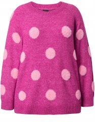 Ulla Popken Fluffy Polka Dot Sweater Summer Berry