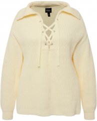 Ulla Popken Lace Up Sailor Collar Sweater Vanilla