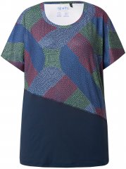 Ulla Popken Quick Drying Geometric Print Short Sleeve Tee Navy Blue