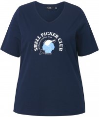 Ulla Popken Shell Picker Club Short Sleeve Graphic Tee Navy