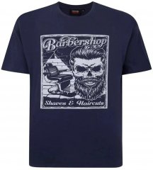 Espionage T410 Barbershop Printed T-Shirt Navy