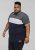D555 EMERSON Cut And Sew Polo With Jacquard Collar Navy - Polo majice - Muške Polo Majice Veliki Brojevi