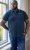 D555 OAKLEY AOP Jersey Polo With Jacquard Collar, Ribs And Chest Pocket Navy - Polo majice - Muške Polo Majice Veliki Brojevi