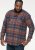 D555 SHERLOCK Check Overshirt With Two Patch Pockets & Button Down Collar Navy - Košulje - Muške Košulje Veliki Brojevi