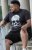 D555 Hucknall Skull Monochrome Printed Crew Neck T-shirt Washed Black - Majice Kratkih Rukava - Muške Majice Kratkih Rukava Veliki Brojevi 