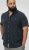 D555 Pontefract Jacquard Linen Mix Short Sleeve Shirt With Button Down Navy - Košulje - Muške Košulje Veliki Brojevi