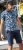 D555 Halifax AOP Hawaiian Print Short Sleeve Polo Blue - Majice Kratkih Rukava - Muške Majice Kratkih Rukava Veliki Brojevi 