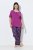 Ulla Popken 850864 3-dijelni komplet pidžame s kariranim uzorkom Ljubičasta - Pidžame/Loungewear - 