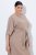 Ulla Popken 852288 Midi haljina kratkih rukava s pojasom za vezanje Svijetlosmeđa - Midi haljine - Ženske midi haljine plus size