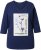 Ulla Popken Decorative Plant 3/4 Sleeve T-Shirt Ink Blue - Tiskana majica za žene - 