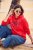Ulla Popken TRUE Lettering Hoodie Neon Red - Puloveri & dukserice - 