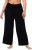 Ulla Popken Wide Leg Smocked Waist Knit Pants Black - Traperice & Hlače u Velikim Veličinama – Plus Size - 