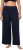Ulla Popken Wide Leg Smocked Waist Knit Pants Night Blue - Traperice & Hlače u Velikim Veličinama – Plus Size - 