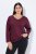Ulla Popken Back To Basics V-Neck Relaxed Fit Cotton Tee Dark Berry - Majice - Ženske majice kratkih rukava