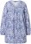 Ulla Popken Allover Printed Pleated Long Sleeve Tee Dark Blue - Tiskana majica za žene - 
