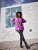 Ulla Popken Pleated Confetti Print Long Sleeve Tee Light Plum - Tiskana majica za žene - 