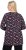 Ulla Popken Peppermint Tree V-Neck Holiday Cotton Long Sleeve Knit Tunic Black - Tiskana majica za žene - 