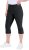 Ulla Popken Bengaline Elastic Waist Stretch Capri Pants Black - Traperice & Hlače u Velikim Veličinama – Plus Size - 